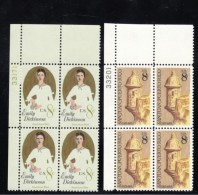 Lot Of 3 US Stamp Plate # Blocks 4 Or 6 #1436 #1437 #1438, Emily Dickinson San Juan Island, Drug Abuse - Plate Blocks & Sheetlets
