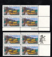 Lot Of 4 US Stamp Mr. ZIP & Plate # Blocks 4, #1452 #1453, Yellowstone & Wolf Trap Farm National Park Issues - Plattennummern