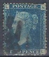 GRANDE-BRETAGNE - 2 P. Bleu Dentelé 14 Filigrane Grande Couronne Oblitéré - Used Stamps