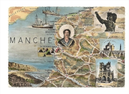 Cp, Carte Géographique, En Picardie, Voyagée 1955 - Maps