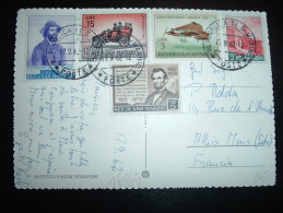 CP POUR LA FRANCE TP GARIBALDI 15L + VOITURE 15L + LINCOLN 5L + AVION 3L + VILLAGE 2L OBL. 17.9.62 - Storia Postale