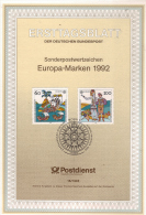 ALLEMAGNE  Carte  Notice 1er Jour  1992   Europa   Bd   Bateaux - 1992