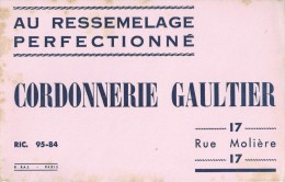 "   Cordonnerie   GAULTIER    "  17 Rue Molière  -   Paris        Ft  = 21 Cm  X  13.5 Cm - Schuhe