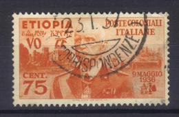 COL104 - ETIOPIA 1936 ,  75 Cent N. 6 Usato - Ethiopie