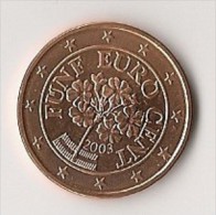 AUTRICHE - 5 EUROCENT 2003 / UNCIRCULATED - Oesterreich