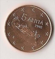 GRECE - 5 EUROCENT 2002 / NEUVE - Grecia