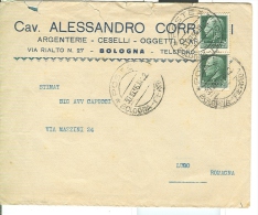 CORRADINI, BOLOGNA,  ARGENTERIE, BUSTA COMMERCIALE  VIAGGIATA  1936, BOLOGNA - LUGO - Argenteria