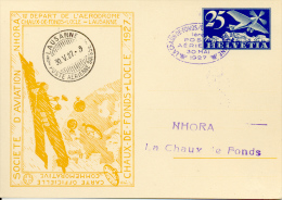 Suisse 1927 Navigation Horlogère Aérienne NHORA, Entier Postal, Carte Voyagée - Horloges