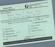 (919) Australia Post - Postal Items Awaiting Collection Green Card  - - Service