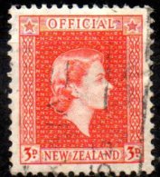NEW ZEALAND 1954 Official - Queen Elizabeth II  - 3d Red FU - Servizio