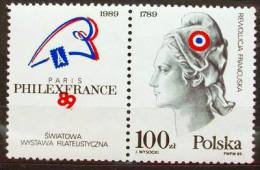 POLAND 1989 WORLD PHILATELIC EXHIBITION PHILEXFRANCE 89 FRANCE NHM PAIR Liberté égalité Fraternité French Revolution - Franz. Revolution