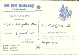 Erekaart 1958 / Oudenaarde Onze Lieve Vrouwcollege / Bruxelles Brussel St-Gudule - Diploma & School Reports