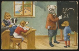 SIGNED A. THIELE OLD POSTCARD #10 DRESSED DOG DACHSHUND 289/1583 - Thiele, Arthur