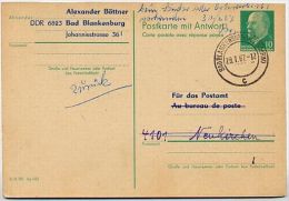 DDR P77 F Frage-Postkarte ZUDRUCK BÖTTNER #4 Nach NEUKIRCHEN Schkopau 1967 - Cartoline Private - Usati