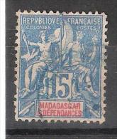 Madagascar, 1896, Type Groupe, Yvert N° 33, 15 C Bleu, Obl Cachet Bleu, TB Centrage, TB, Cote 1,70 Euros - Oblitérés