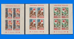 TG 1959-0002, Red Cross Commemoration, Set Of 3 Blocks, MNH Imperforated - Nuovi