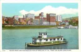204025-West Virginia, Wheeling, Water Front & Business Section, Ohio River, Ferry Paddlewheel Islander - Wheeling