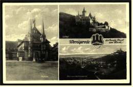 Wernigerode  /  Harz  - Rathaus , Schloß  -  Mehrbildkarte Ansichtskarte Ca. 1950    (2459) - Wernigerode