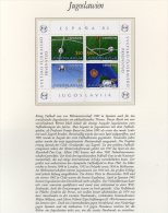 Espana 1982 Fussball WM Jugoslawien Block 20 ** 2€ Anstoßpunkt Eckball Fußball Netz M/s Soccer Bloc Sheet Bf Jugoslavija - Cartas & Documentos