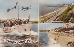 CP  BOURNEMOUTH ENGLAND HAPPY DAYS  BOUNEMOUTH BELLE BAY AND WEST BEACH - Bournemouth (tot 1972)