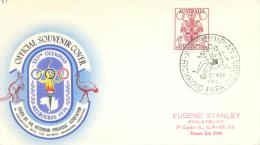 Australia Olympic Games 1956 Melbourne Official Souvenir Cover - Coat Of Arms Stamp - Richmond Park Running Handstamp - Summer 1956: Melbourne