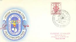 Australia Olympic Games 1956 Melbourne Official Souvenir Cover - Coat Of Arms Stamp - Richmond Park Running Handstamp - Verano 1956: Melbourne