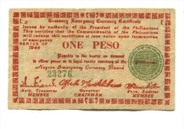 Philippines 1 Peso 1944 " Treasure Emergency Currency " - Filippijnen