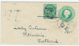 Queen Victoria  Half Anna Postal Station. + Half Anna Postage Stamp To Scotland 25 July 1899 - Autres & Non Classés