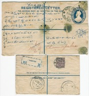 King George V  Registered Letter Postal Station. One Anna +2 Annas Postage Stamp 31 May 1927 KURNOOL See Scan - Other & Unclassified