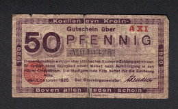 GERMANY STADT KOLN, 50 PFENNIG 1920 .  (3B38) - Altri & Non Classificati