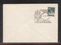 POLAND 1960 12 CENTURIES OF GNIEZNO CITY POLISH MILLENARY COMM CANCEL ON COVER COAT OF ARMS TOWN CREST EAGLE CROWN - Briefe U. Dokumente