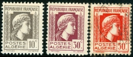 ALGERIA, COLONIA FRANCESE, FRENCH COLONY, 1944, FRANCOBOLLI NUOVI (MLH*) E USATI, Scott 172,173,175 - Ongebruikt