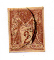 1878-80, 2c Non Dentelé Type Sage, 38 Ø, Cote 35 €,  Propre Oblitération Ronde - Sage