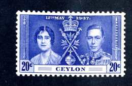 6520x)  Ceylon 1937 ~ -Sc # 277 ( Cat.$ 9.00 )  Mnh**~ Offers Welcome! - Ceylon (...-1947)