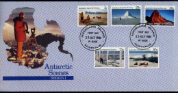 Australian Antarctic T. 1984 "Antarctic Scenes". Dog Team. Sea Ice And Iceberg. Coast Line. Landing Field. Mont Coates - Other & Unclassified