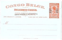 LBL20/2- CONGO BELGE EP CP SURCHARGE - Stamped Stationery