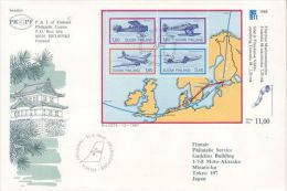 FINLAND 1988 BL.4 ON COVER SENT TO JAPAN - Lettres & Documents