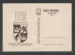 POLAND 1948 MIXED FRANKING INCLUDING GHETTO PHILATELIC EXPO SPECIAL CANCELLATION WROCLAW A2 ON EXPO CARD TYPE 3 SWIDNICA - Brieven En Documenten