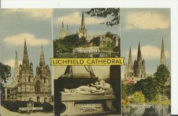 UNITED KINGDOM – POSTCARD – STAFFORDSHIRE  – LICHFIELD CATHEDRAL – 4 VIEWS  - WRITTEN NOT MAILED  REPOS 2075 COLLO  COLO - Other & Unclassified