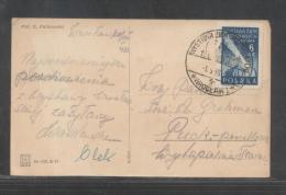 POLAND 1948 WESTERN LANDS 6ZL PHILATELIC EXPO SPECIAL CANCELLATION WROCLAW A2 CANCELLATION ON POSTCARD - Lettres & Documents