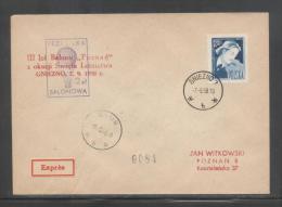 POLAND 1958 3RD FREE FLIGHT  POZNAN FLOWN BALLOON COVER WYSIN GNIEZNO BALLOONS - Ballons