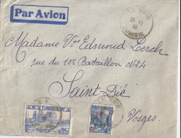 TUNISIE PAR AVION Lettre Vers St - Dié  Du 28 /12 /1939  Départ    El KRIB - Airmail