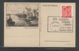 POLAND 1951 SCARCE EDUCATION READING DAY BOOKS PRESS COMM CANCEL ON SCARCE MARITIME LEAGUE LIGA MORSKA PC BOOK FAIR - Cartas & Documentos