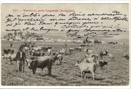 Carte Postale Ancienne Près De Laguiole - Vacherie - Agriculture, élevage - Laguiole