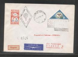 POLAND 1959 BALLOON CHAMPIONSHIPS FLIGHT COVER WARSAW TO POZNAN SYRENA BALLOON POST STAMP - Globos