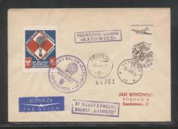 POLAND 1960 BALLOON POST FLOWN COVER KATOWICE BALLOON 2ND POSTAL FLIGHT BALLOONS - Ballons