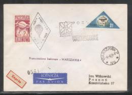 POLAND 1959 BALLOON CHAMPIONSHIPS FLIGHT COVER WARSAW TO POZNAN WARSZAWA BALLOON POST STAMP - Cartas & Documentos