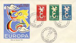 FDC Luxemburg - 1958 - Blanco / Open Klep - 1958