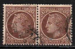 FRANCE : N° 681 Oblitéré En Paire Horizontale (Type Cérès De Mazelin) - PRIX FIXE - - 1945-47 Ceres De Mazelin