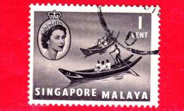 SINGAPORE - Usato - 1955 - Panorami E Regina Elisabetta II - 1 - Singapur (...-1959)